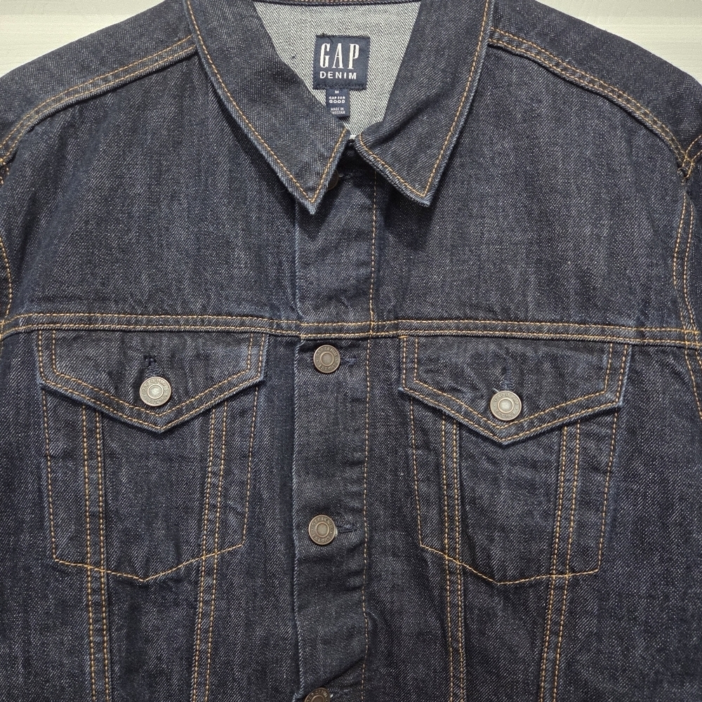 Gap Denim Icon Mens Dark Indigo Wash 100% Cotton Jacket Size Medium Casual - Picture 6 of 14